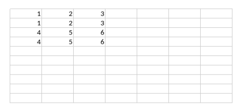 Manually inserted table Insert -> Table -> InsertSpreadsheet